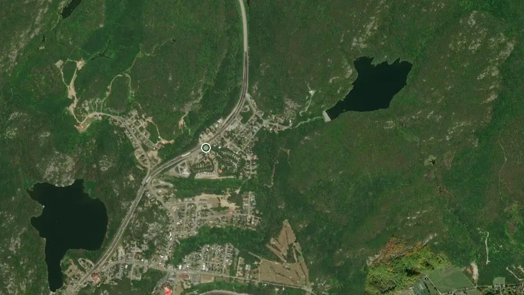 Aerial view of Camping Tadoussac and surroundings