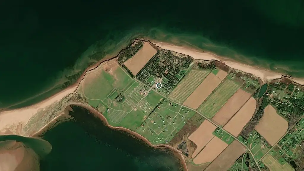 Aerial view of Gulf Side Campground and surroundings