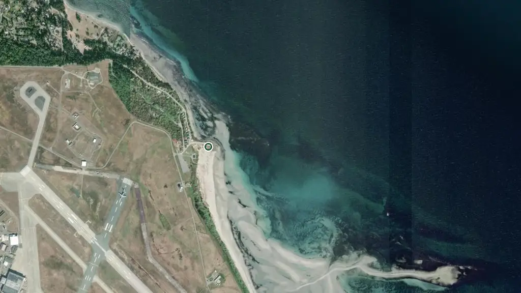 Aerial view of Airforce Beach Campground and surroundings