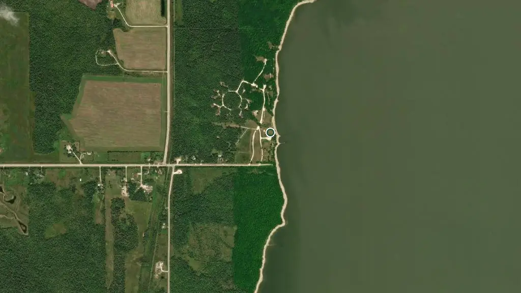 Aerial view of Camp Morton Campground and surroundings