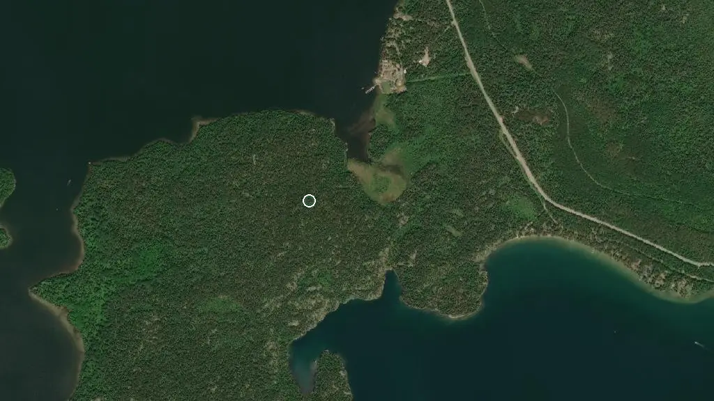Aerial view of Blue Lake Provincial Park and surroundings