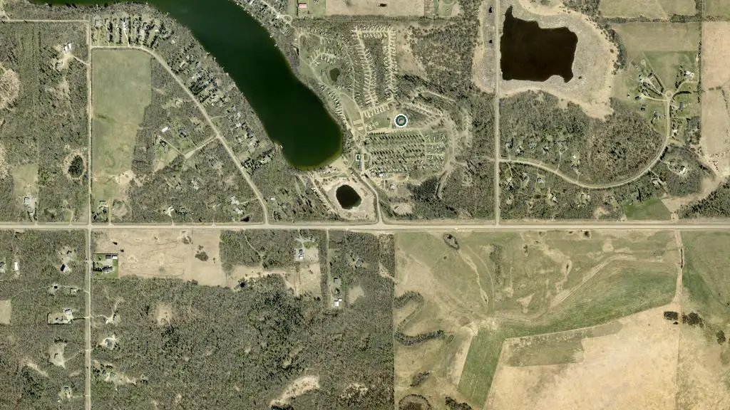 Aerial view of Half Moon Lake Resort and surroundings