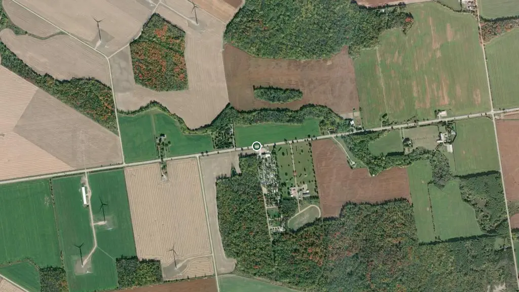 Aerial view of Birch Bark Trailer Park and surroundings