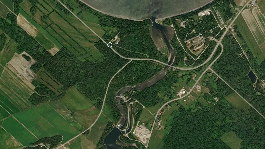 Aerial view of Camping Parc de la Rivière Mitis and surroundings