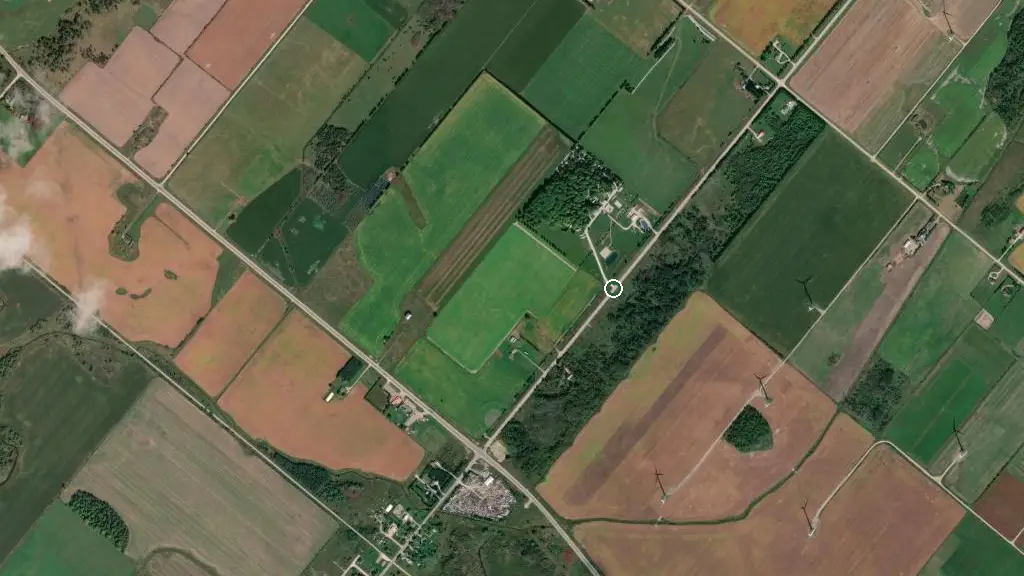 Aerial view of Blue Sky RV Resort and surroundings