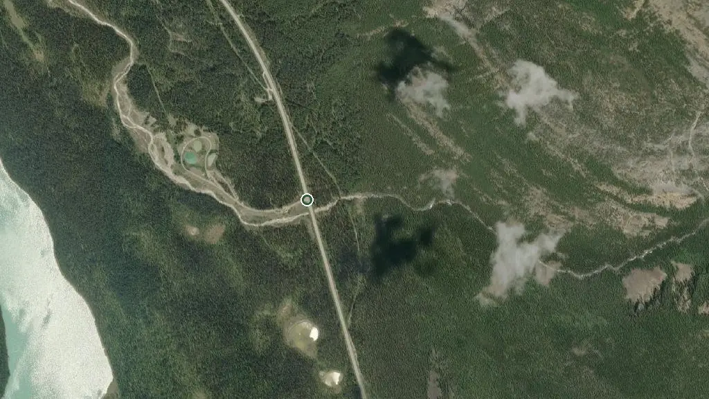 Aerial view of Icefields Parkway - Silverhorn Creek and surroundings