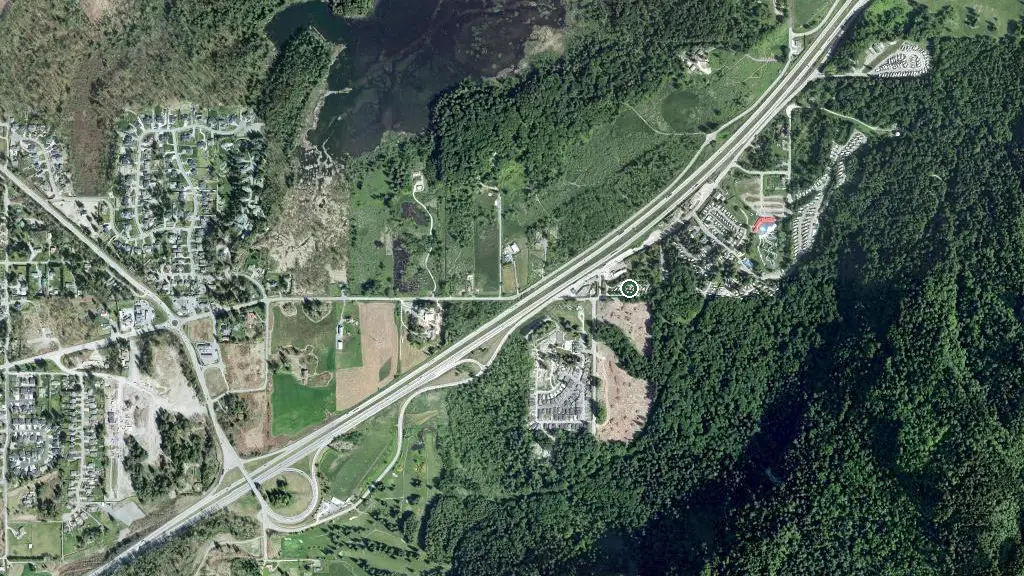 Aerial view of Rainbow Ranch RV Park and surroundings