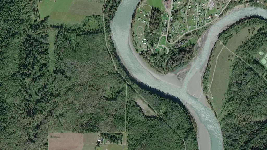 Aerial view of Ksan Campground and surroundings