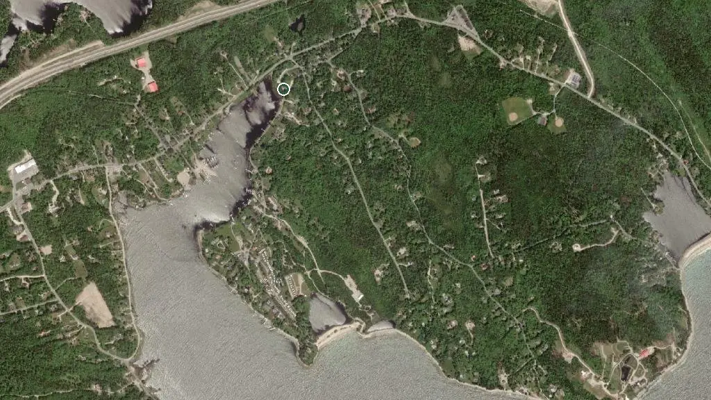 Aerial view of Lahave River Campground and surroundings