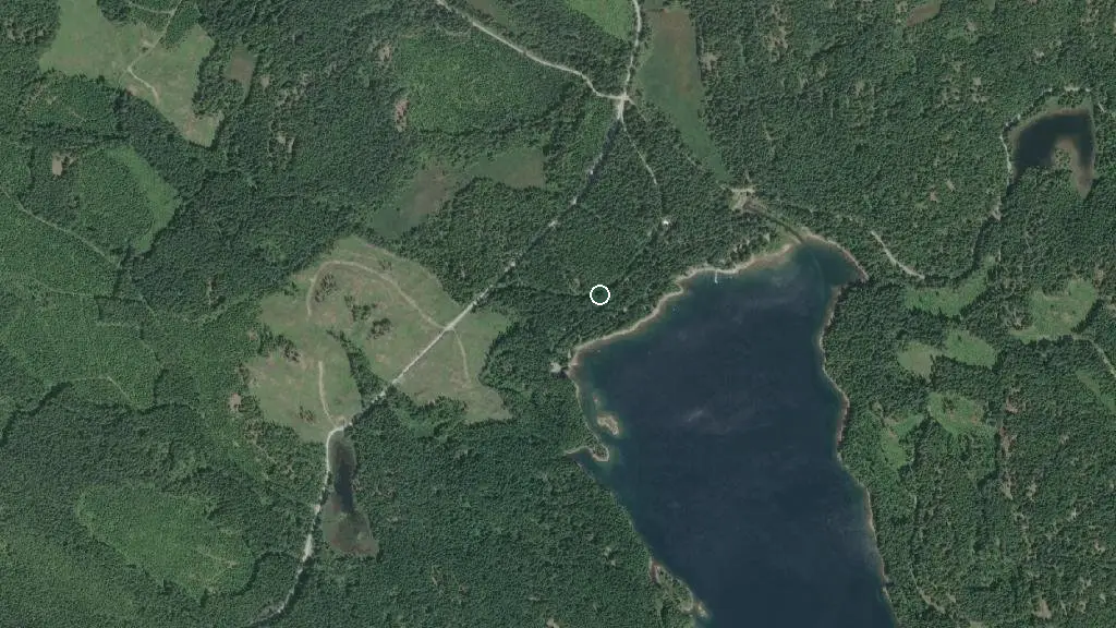 Aerial view of Loveland Bay Provincial Park and surroundings
