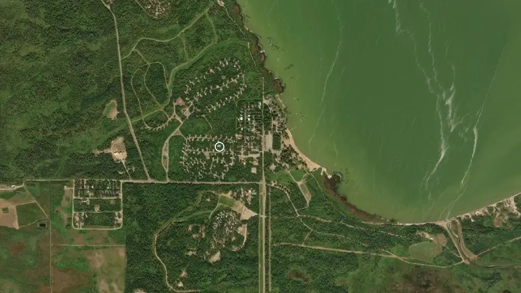 Aerial view of Goodspirit Lake Campground and surroundings