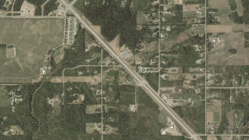 Aerial view of Northern Experience RV Park and surroundings