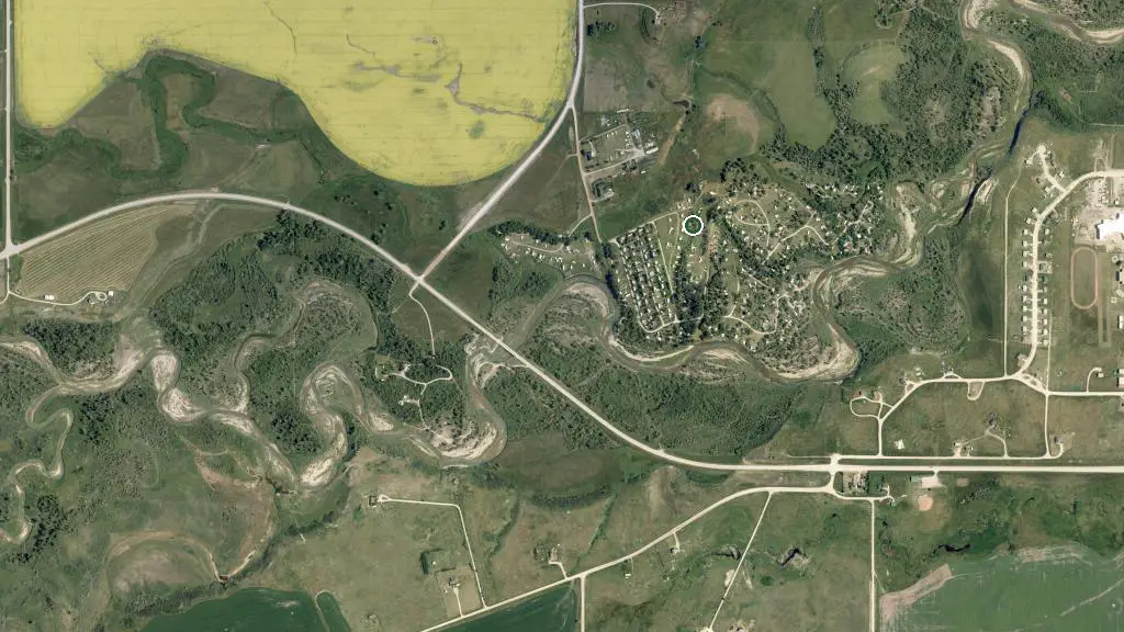 Aerial view of Riverwood RV Campground and surroundings