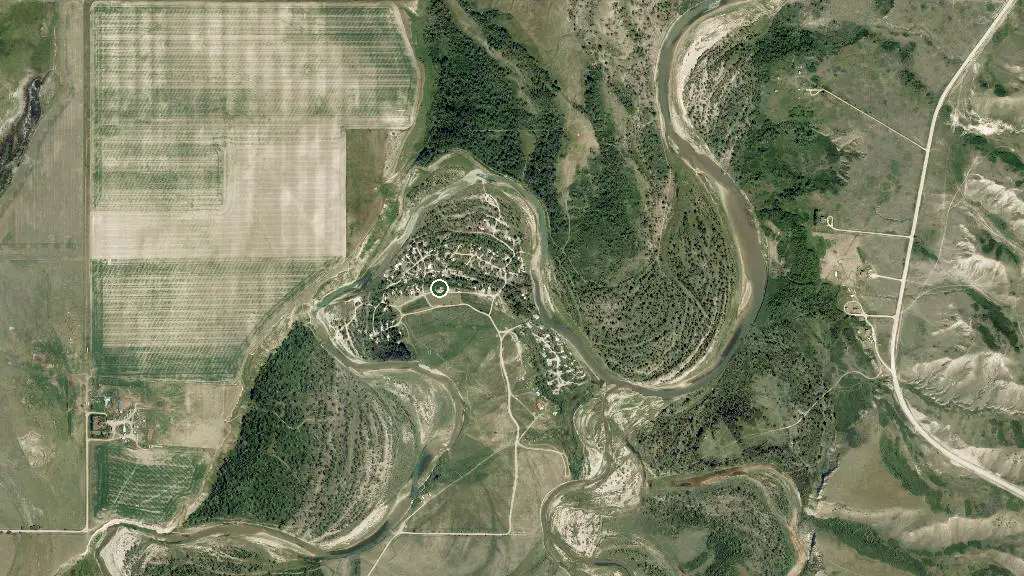 Aerial view of Good Spirit Acres Campground and surroundings