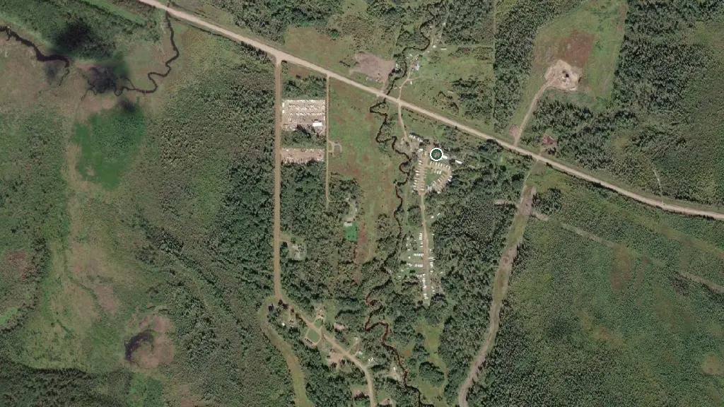 Aerial view of Surmont Creek Campground and surroundings