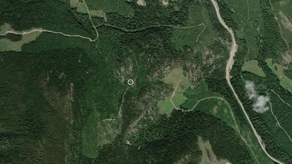 Aerial view of Sunspot Hut and surroundings
