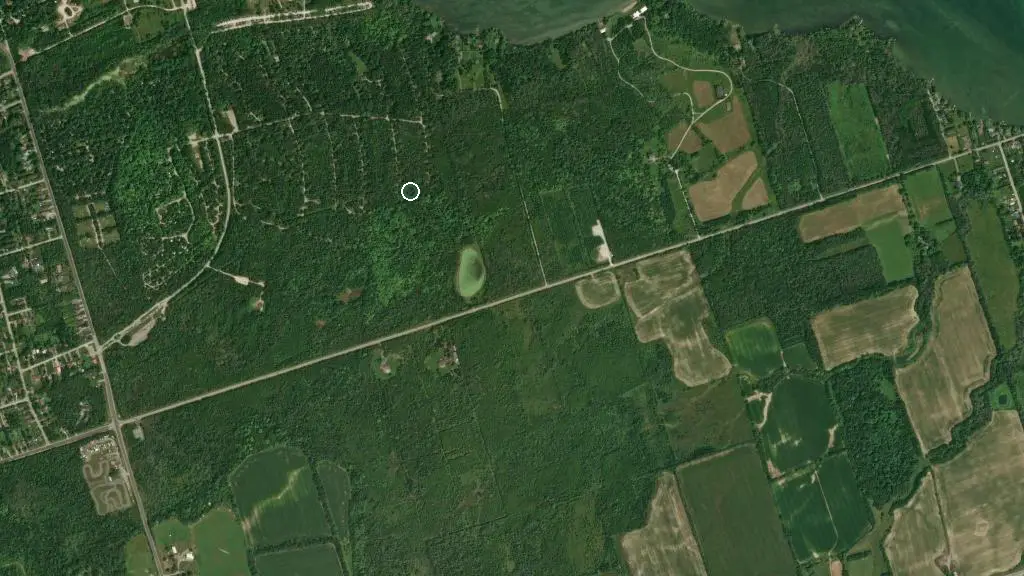 Aerial view of Sibbald Point - Sugarbush Campground and surroundings