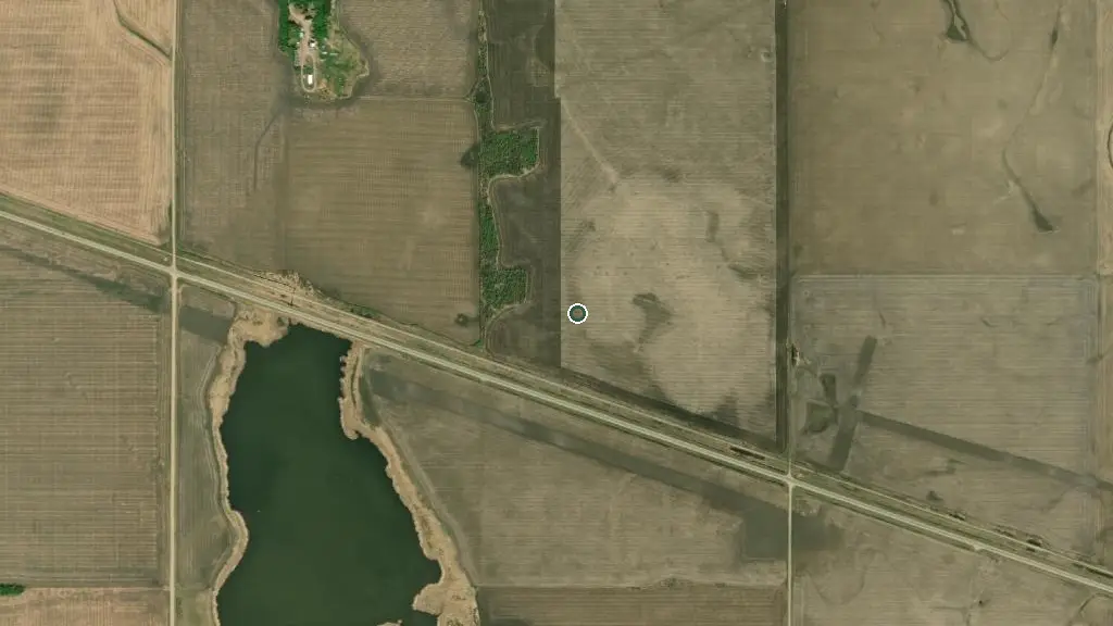 Aerial view of Stuthers Lake Regional Park and surroundings