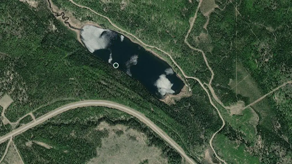Aerial view of Jackfish Lake Provincial Recreation Area and surroundings