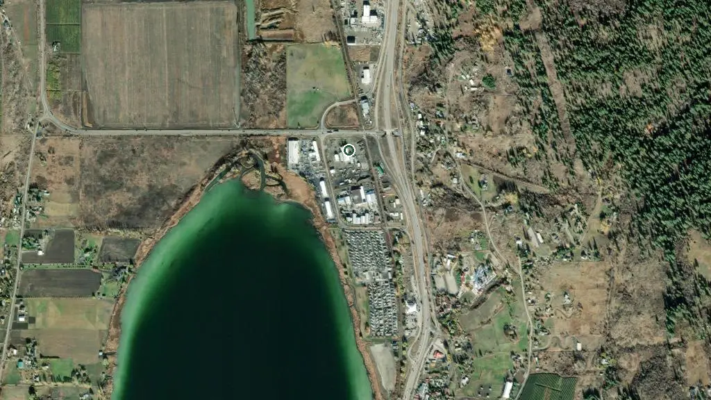 Aerial view of Swan Lake RV Resort and surroundings