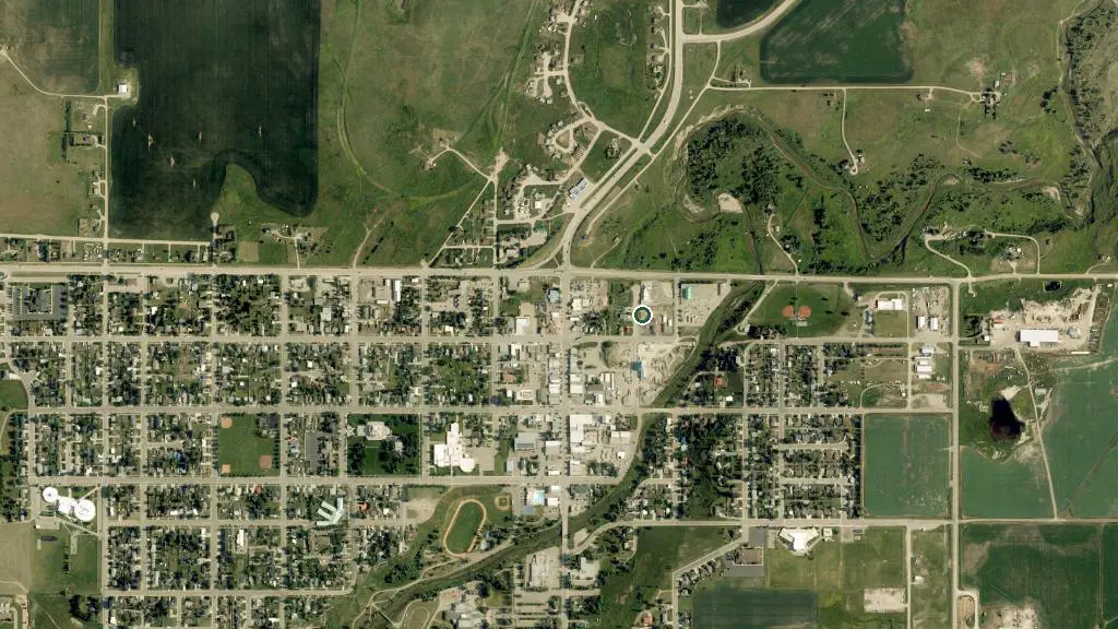 Aerial view of Holiday RV Park and surroundings