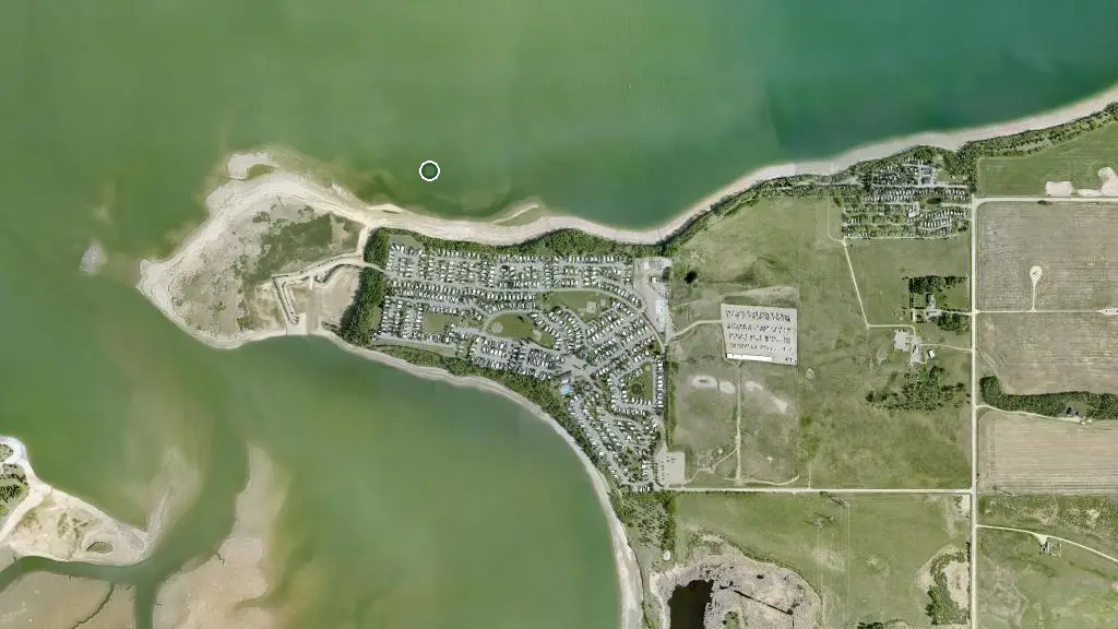 Aerial view of Gleniffer Reservoir Provincial Recreation Area and surroundings