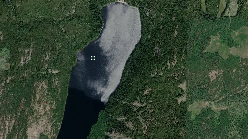 Aerial view of Conkle Lake Provincial Park and surroundings