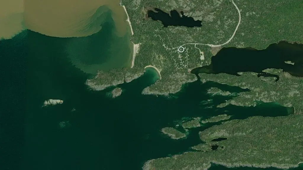 Aerial view of Hattie Cove Campground and surroundings
