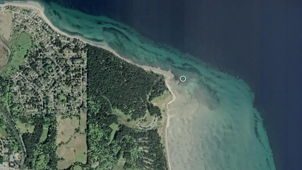 Aerial view of Rathtrevor Beach Provincial Park and surroundings