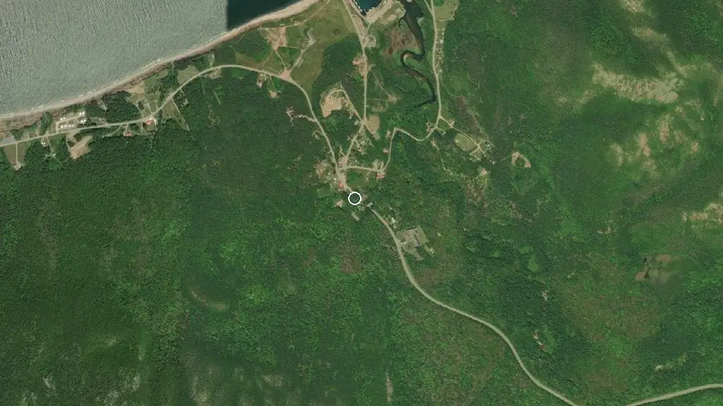 Aerial view of MacIntosh Brook Campground and surroundings