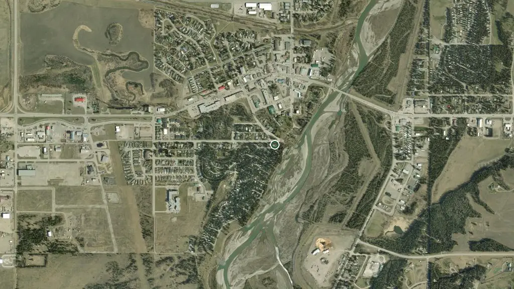 Aerial view of Riverside RV village and surroundings