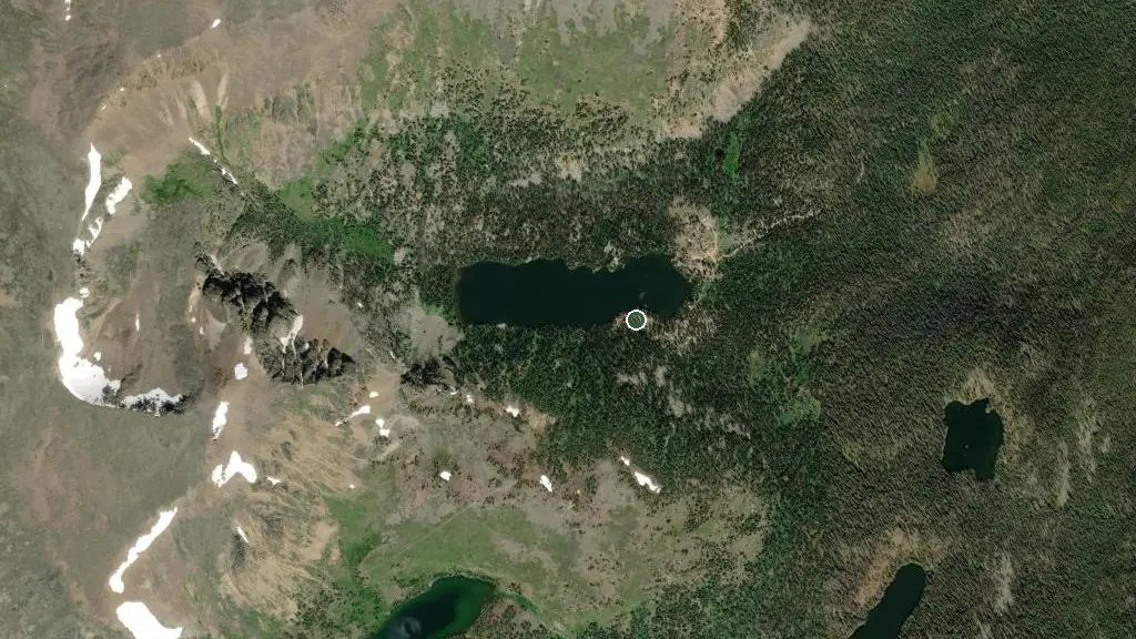 Aerial view of Quiniscoe Lake Campground and surroundings