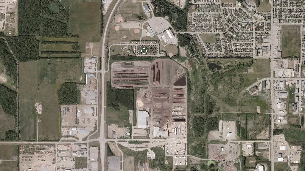 Aerial view of Drayton Valley RV Park & Campground and surroundings