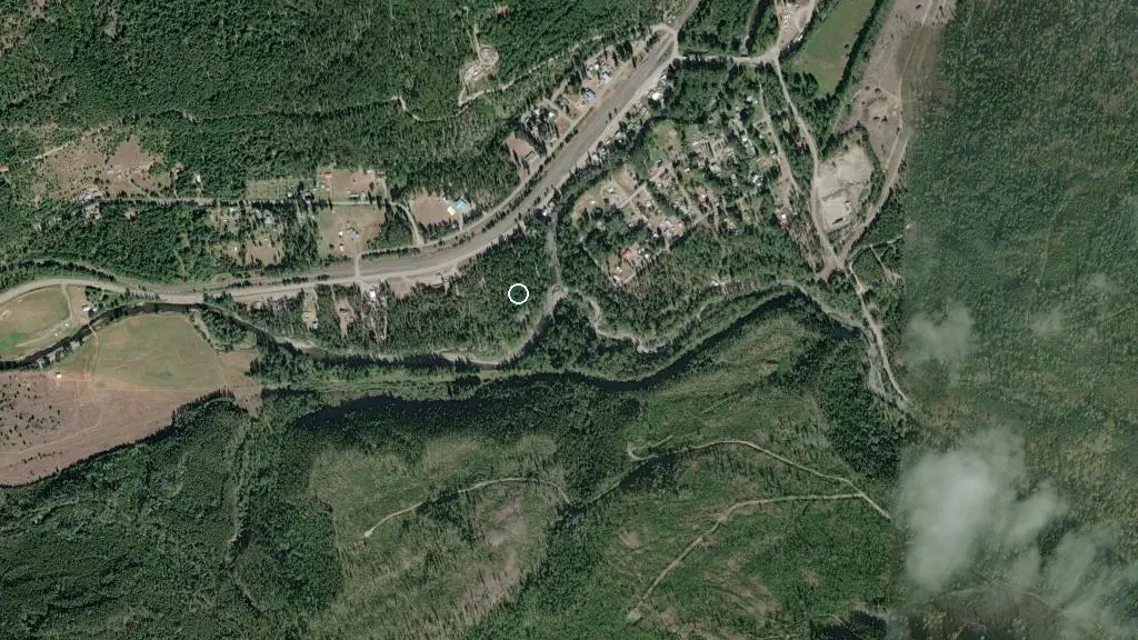 Aerial view of Yahk Provincial Park and surroundings