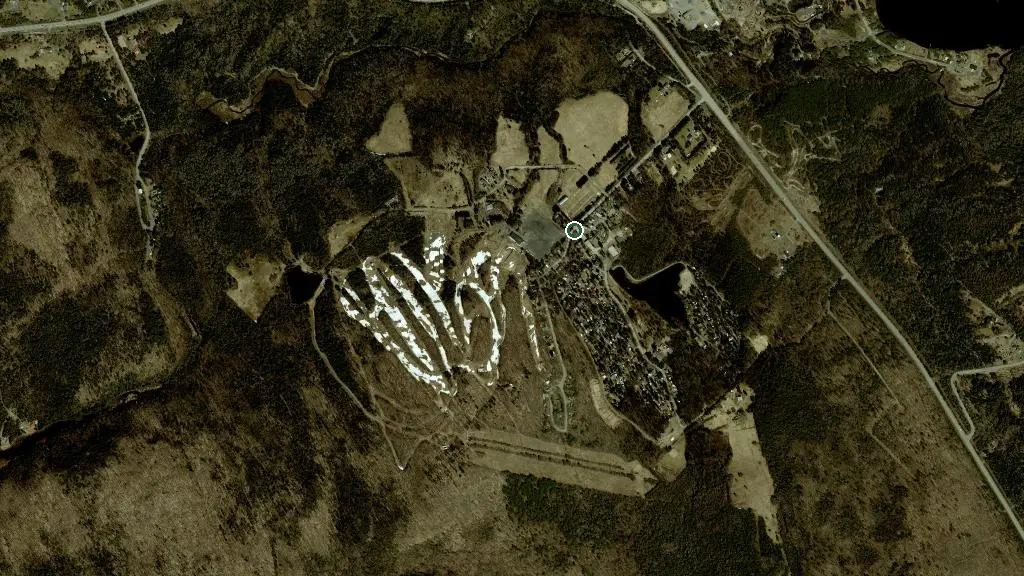 Aerial view of Camping Québécamp and surroundings