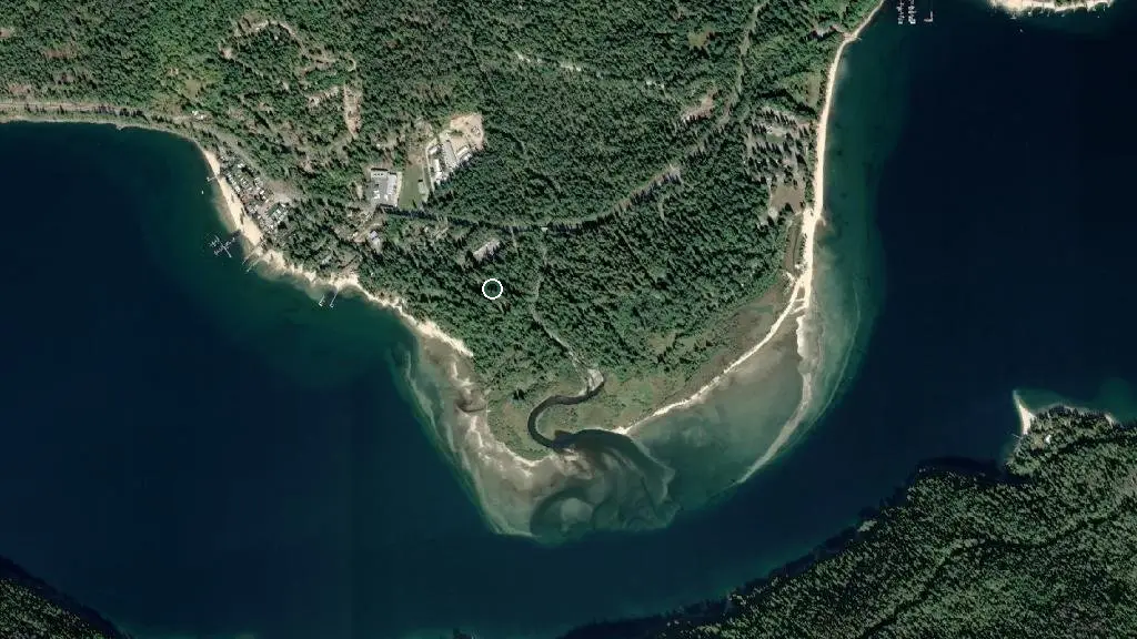 Aerial view of Kokanee Provincial Park - Holt Cyclist Shelter Campground and surroundings