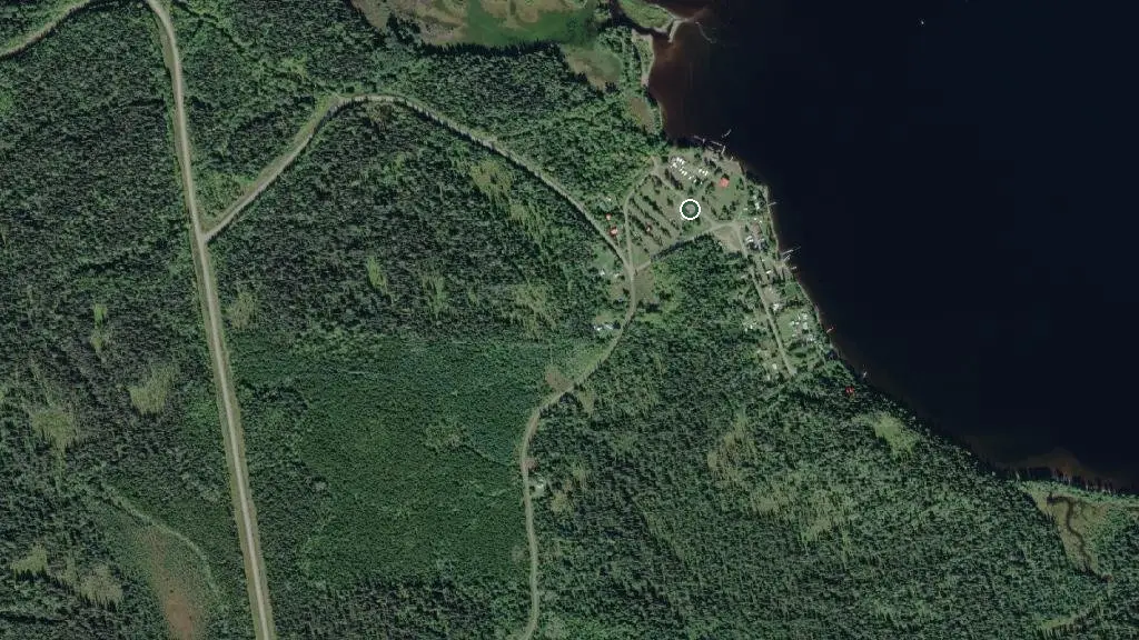 Aerial view of Coopdogg's Fishing Lodge and surroundings