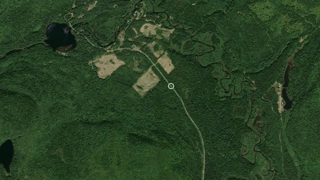 Aerial view of Camping La Mauricie National Park of Canada and surroundings