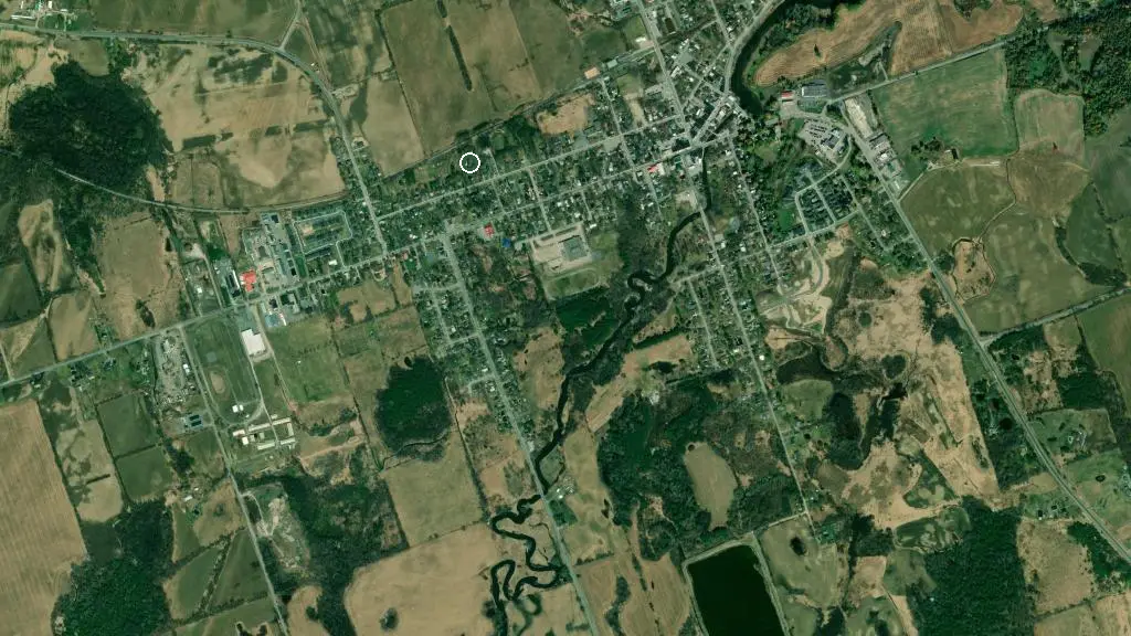 Aerial view of Island Park RV Resort and surroundings