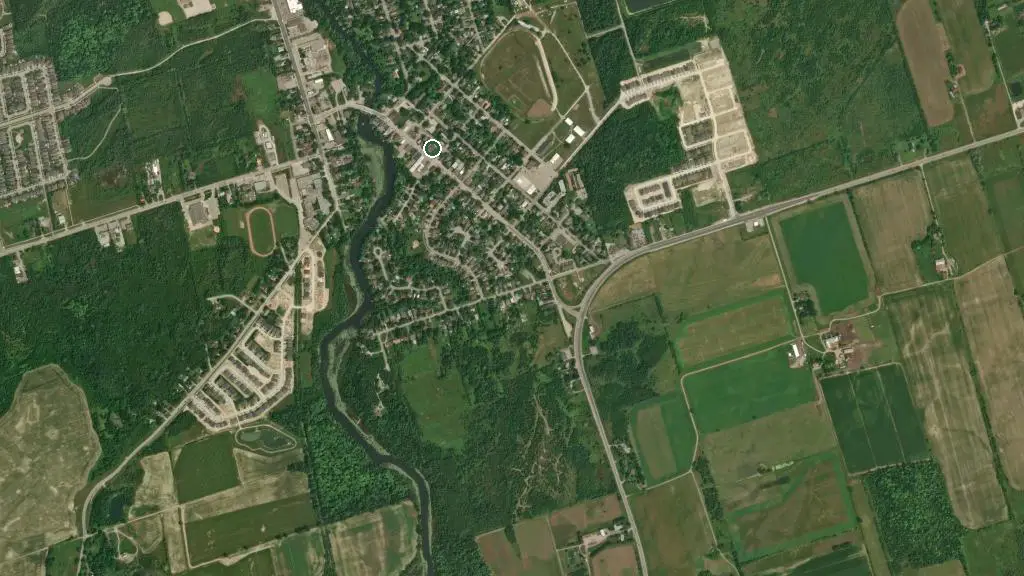 Aerial view of Elm Grove Trailer Park/Family Campground and surroundings