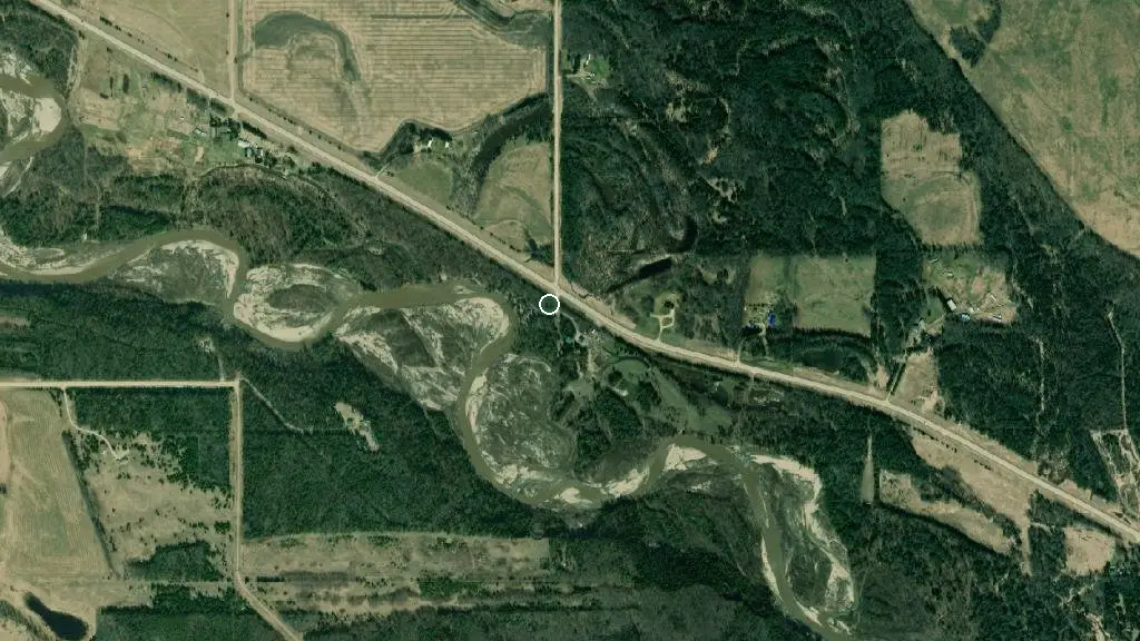 Aerial view of Freeman River RV Park and surroundings