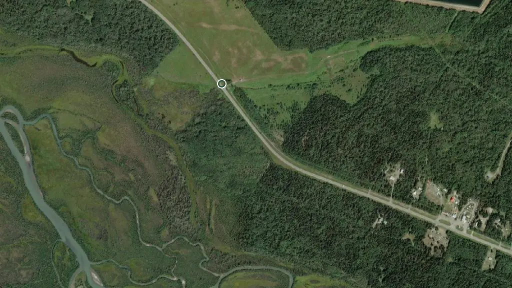 Aerial view of Otter Falls Cutoff Gas Station and surroundings