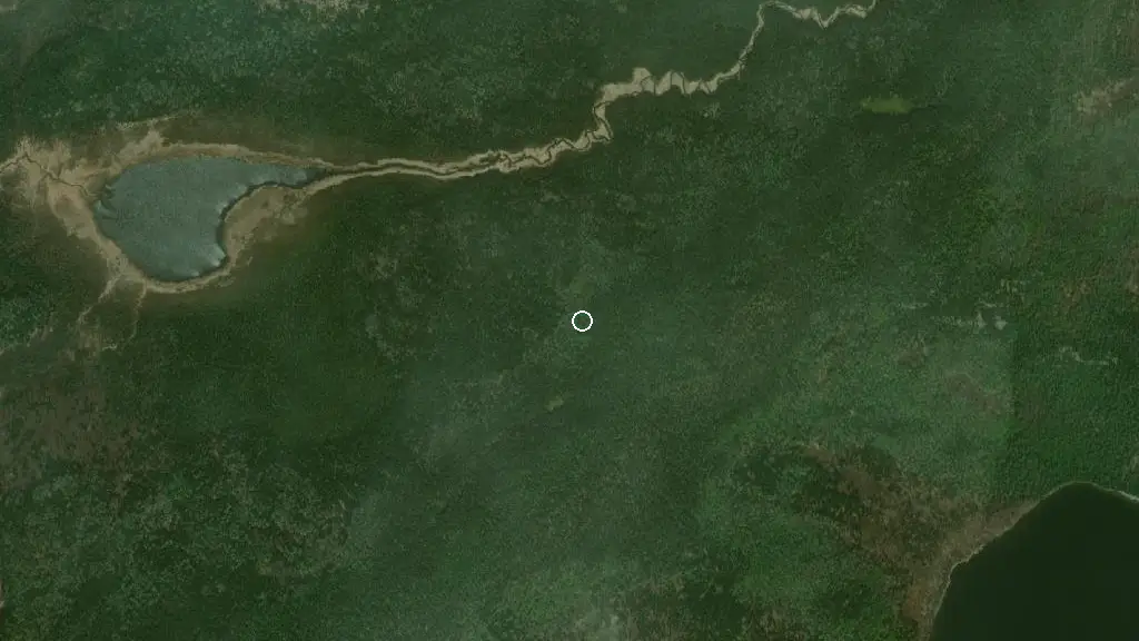 Aerial view of Pakwash Provincial Park and surroundings