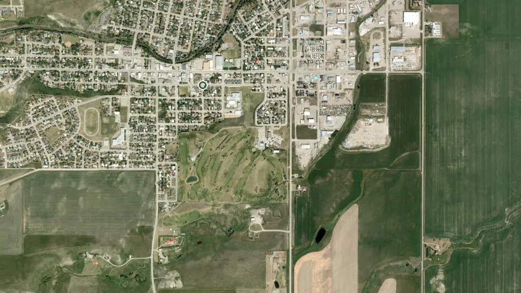 Aerial view of Beauvais Lake Prov Park and surroundings