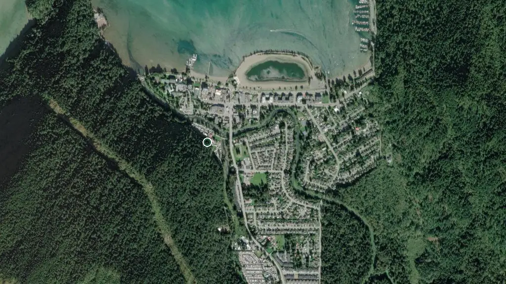 Aerial view of Harrison Country Club RV Resort and surroundings