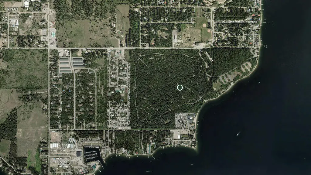 Aerial view of Shuswap Lake Provincial Park and surroundings