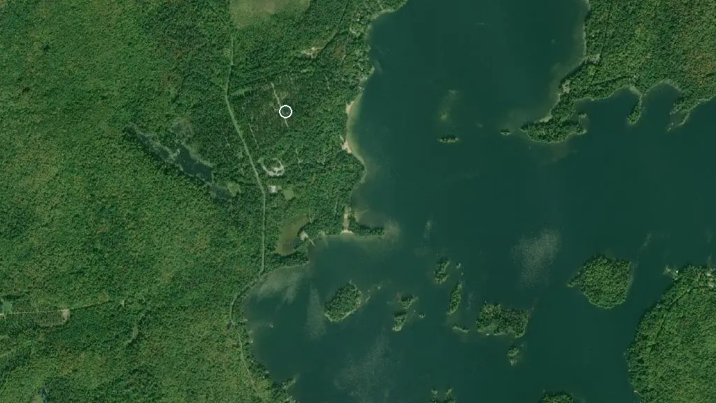 Aerial view of Mikisew Park - Pines Campground and surroundings