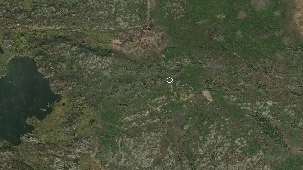 Aerial view of Kazan Wildland Provincial Park and surroundings