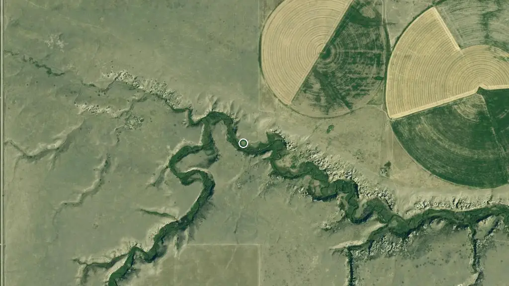 Aerial view of Writing-on-Stone Provincial Park and surroundings