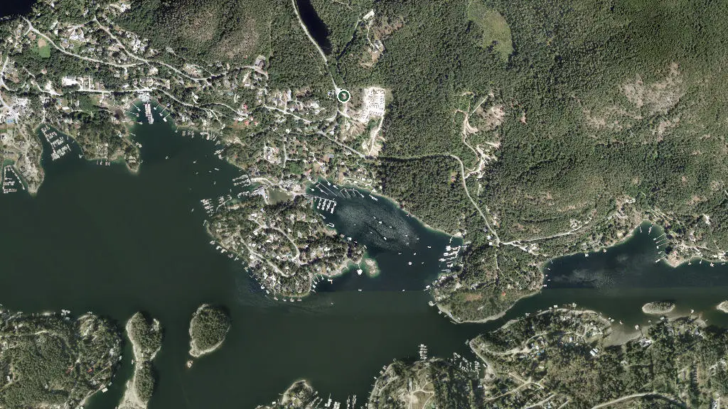 Aerial view of Garden Bay Resort & Campground and surroundings
